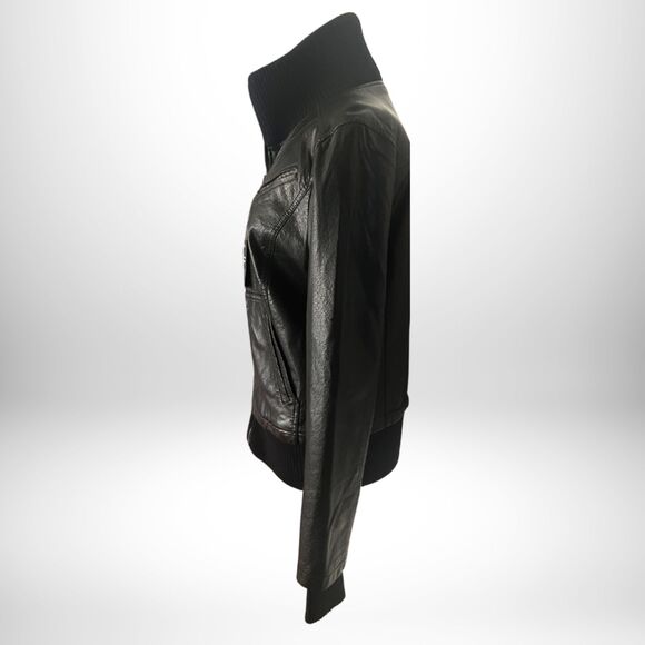 Express Black Biker Bomber Vegan Leather Jacket - Never Worn - Sz.L - Picture 4 of 5